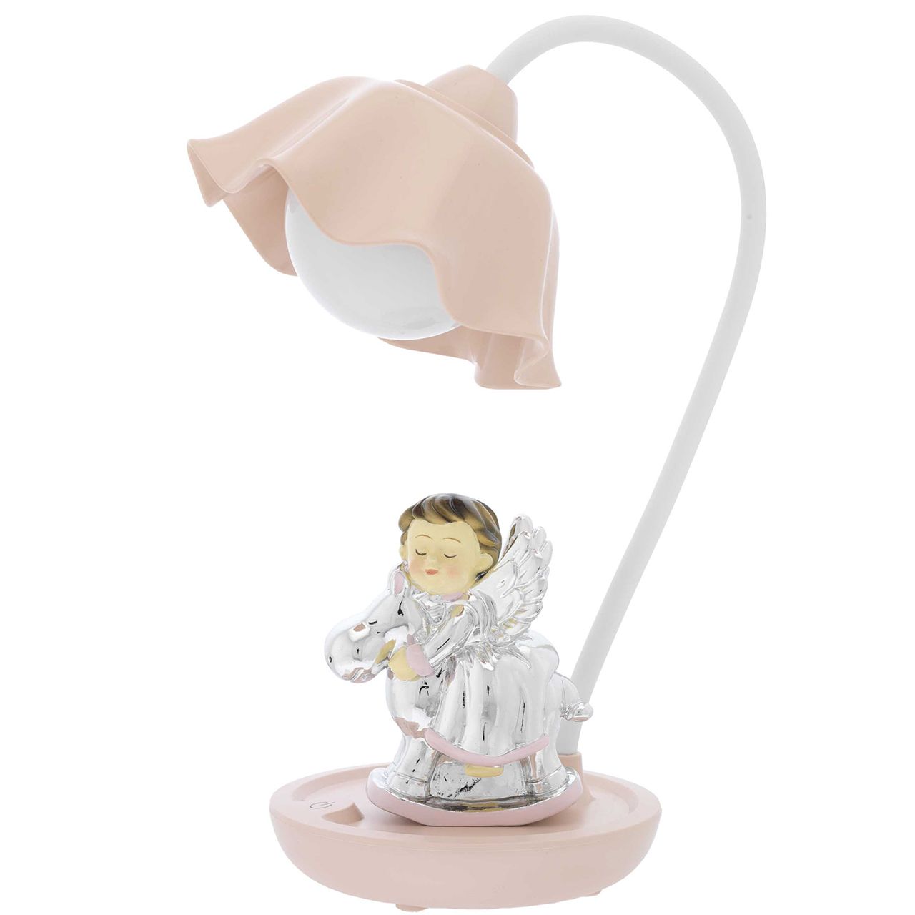 LAMPADA LED CON TOUCH E ANGIOLETTO SU CAVALLINO ROSA
